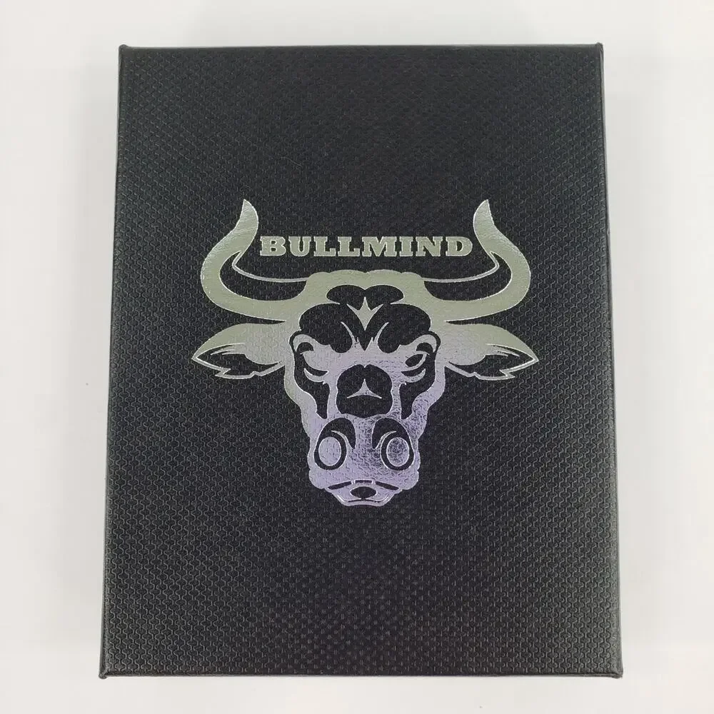 BULLMIND Black Bifold Wallet Bull Slim Thin Minimalist with Money Clip Gift Box